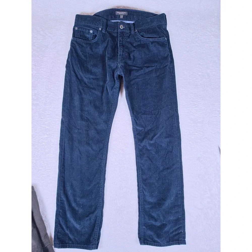 2 PACK  Banana Republic 5-Pocket Cord Mens 33x30 Blue Grey Pima Cotton Pants
